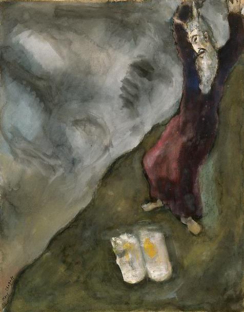 Moses zerbricht die Gesetzestafeln des Zeitgenossen Marc Chagall Ölgemälde